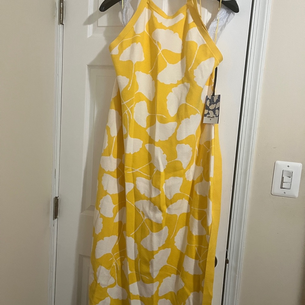 Yellow and White Patterned Women's Dress